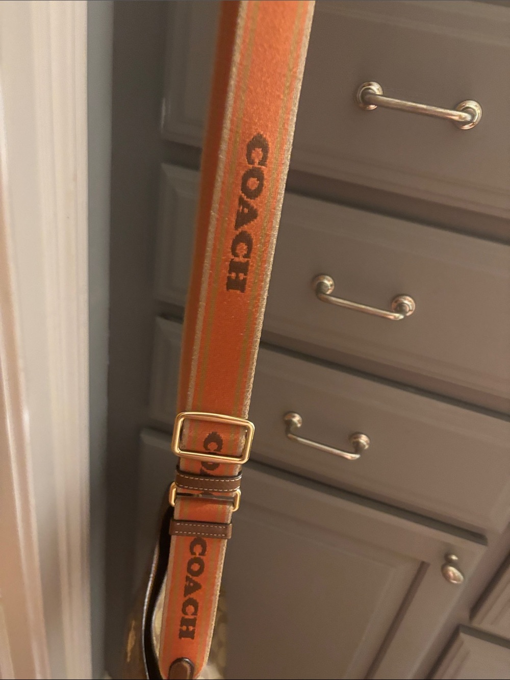 Coach Brown Signature Crossbody with Orange Strap - Picture 8 of 11